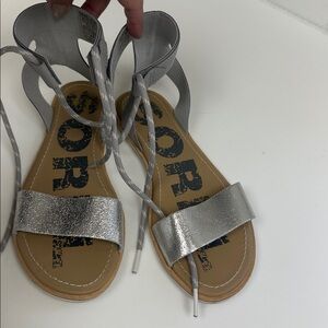 Sorel Metallic Silver Sandals